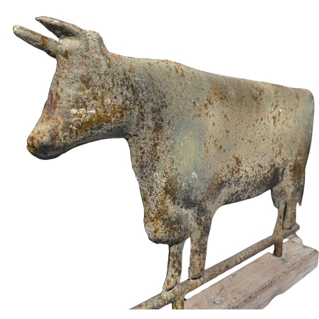 Folk Art Late 20th Century Tin Cow/Ox Weathervane For Sale - Image 3 of 8