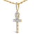 Haus of Brilliance Men's 10K Yellow Gold 1 3/4 Cttw Diamond Cluster Ankh Cross Pendant Necklace - 18" Inches For Sale - Image 4 of 4