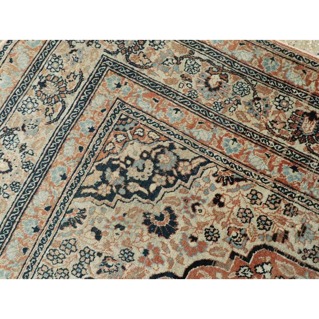 Textile Early 20th Century Handmade Persian Tabriz Haji Jalili Accent Rug For Sale - Image 7 of 8