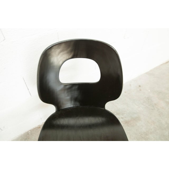 1960s Eye Chair in Black Molded Plywood and Wood from Baumann, 1960s For Sale - Image 5 of 12