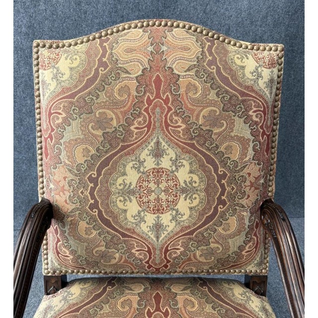 Gold Late 20th Century Traditional High-Back Upholstered Arm Chair For Sale - Image 8 of 10