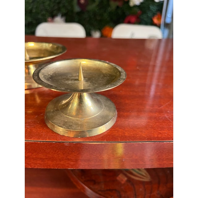 1970s 1970s Pair of Simple Brass Candle Holders For Sale - Image 5 of 6