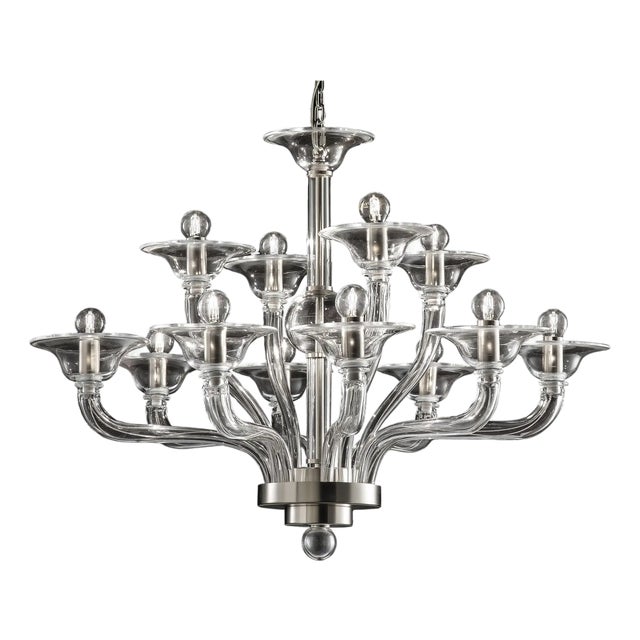 Transparent Murano Glass Chandelier by Simoeng For Sale