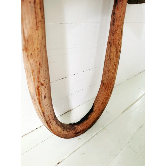 19th Century Hand Hewn Double Ox Yoke With Original Bentwood Bows & Hand Forged Iron Hardware For Sale - Image 11 of 12