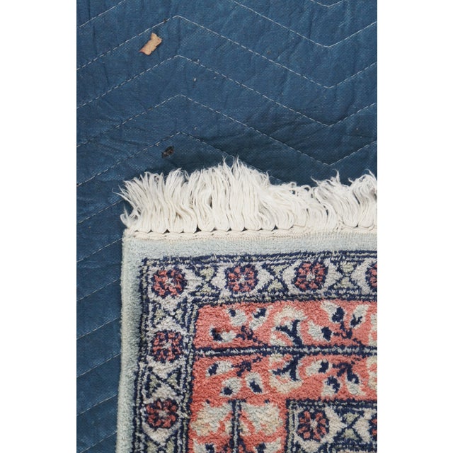 Indian Kashmir Silk Geometric Floral Garden Medallion Area Rug Mat 48" For Sale - Image 6 of 13