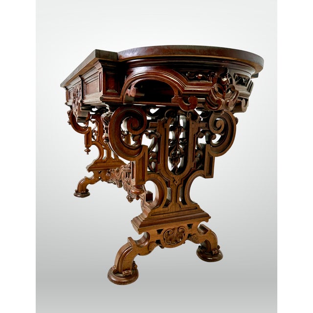 Wood Mid 19th Century Antique J. & j.w. Meeks Rococo Library Table For Sale - Image 7 of 11