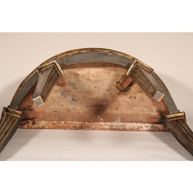 Antique Louis XVI Style Silver Leaf and Painted Marble Top Console Table For Sale - Image 11 of 11