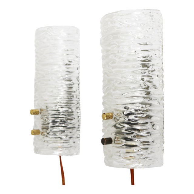 Ice Crystal Wall Lights by Carl Fagerlund for Orrefors, 1960s, Set of 2 For Sale