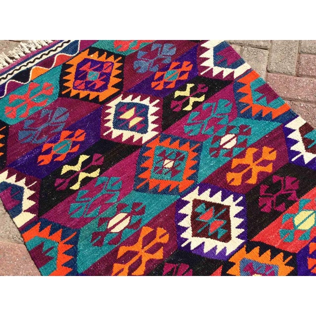 Textile Colorfull Bohemian Kilim - 37" X 50" For Sale - Image 7 of 11