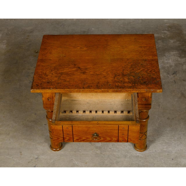 English 1880s Pine Coffee Table with Lotiform Style Legs and Single Drawer For Sale - Image 10 of 12