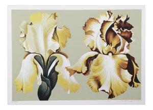 Lowell Blair Nesbitt, Two Yellow Irises on Sage I, Screenprint