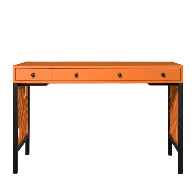 David Francis Swirl Writing Desk - Orange For Sale - Image 4 of 8
