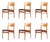 Scandinavian Modern Teak and Leather Dining Chairs, Denmark, 1960s, Set of 6 For Sale