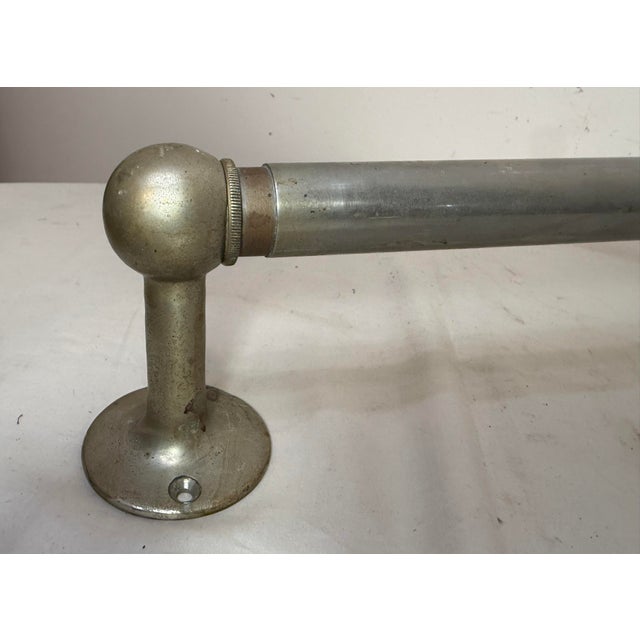 Rare Antique Industrial Nickel Plated Brass Wall Mount Towel Rack Holder Fixture For Sale In New York - Image 6 of 8