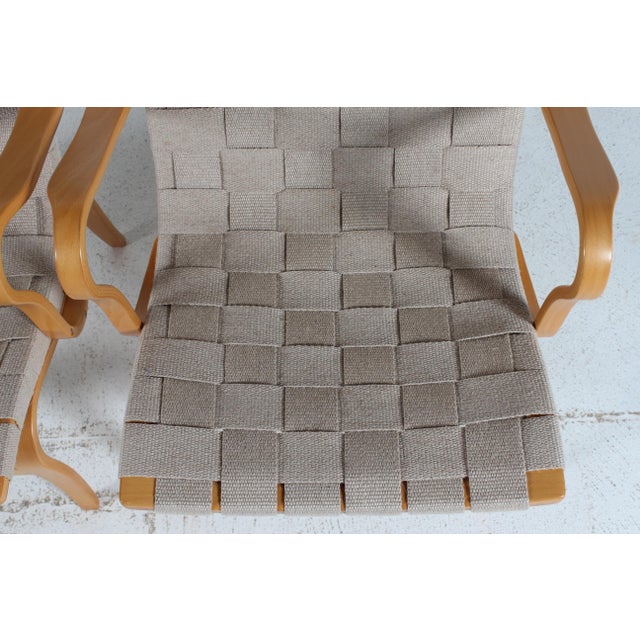 Vintage Eva Lounge Chairs in Beech with Webbing by Bruno Mathsson for Dux, 1970s, Set of 2 For Sale - Image 13 of 17