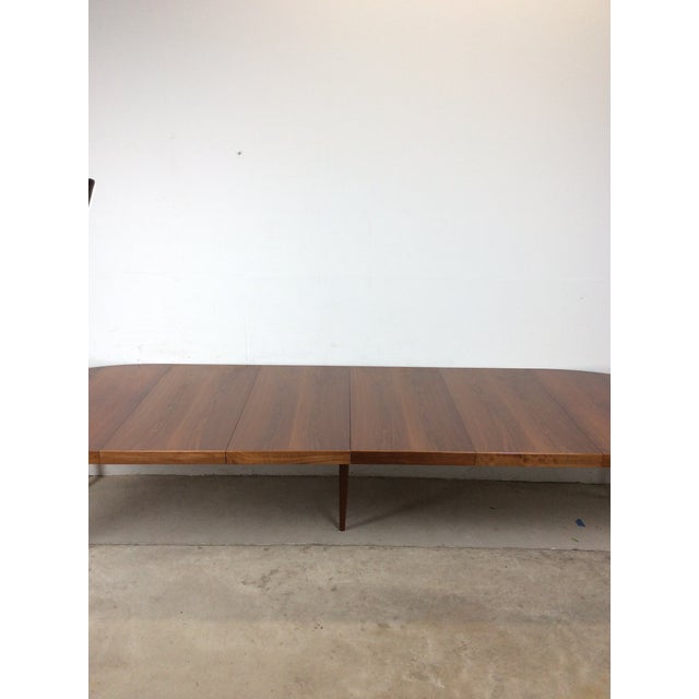 Danish Modern Teak Oval Shaped Dining Table With 3 Leaves For Sale - Image 10 of 18
