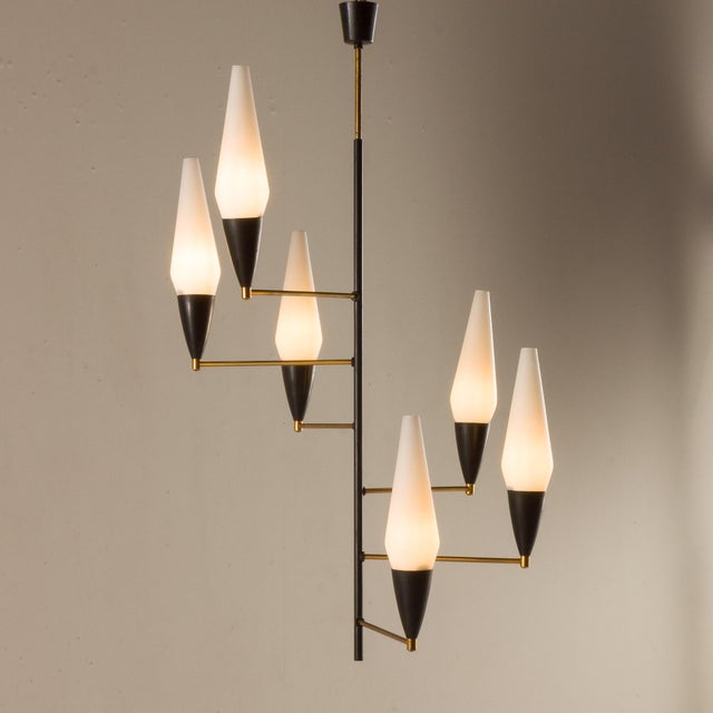 Mid-Century Modern Mid-Century Italian Chandelier in the style of Stilnovo, 1960s For Sale - Image 3 of 11