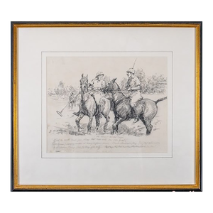 "What on Earth Made You Play That Ball Into Our Own Goal?" Pen & Ink Drawing by George Denholm Armour
