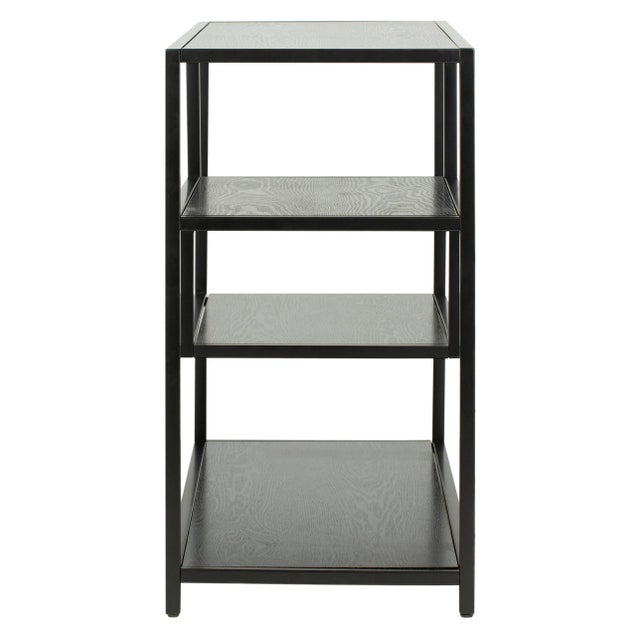 Modern Geometric Console Table in Black & Dark Wood For Sale - Image 3 of 8