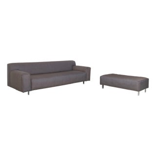 Grey Grata 3-Seater Sofa and Ottoman from Rolf Benz, Set of 2 For Sale