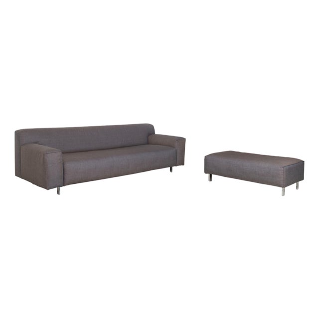 Grey Grata 3-Seater Sofa and Ottoman from Rolf Benz, Set of 2 For Sale
