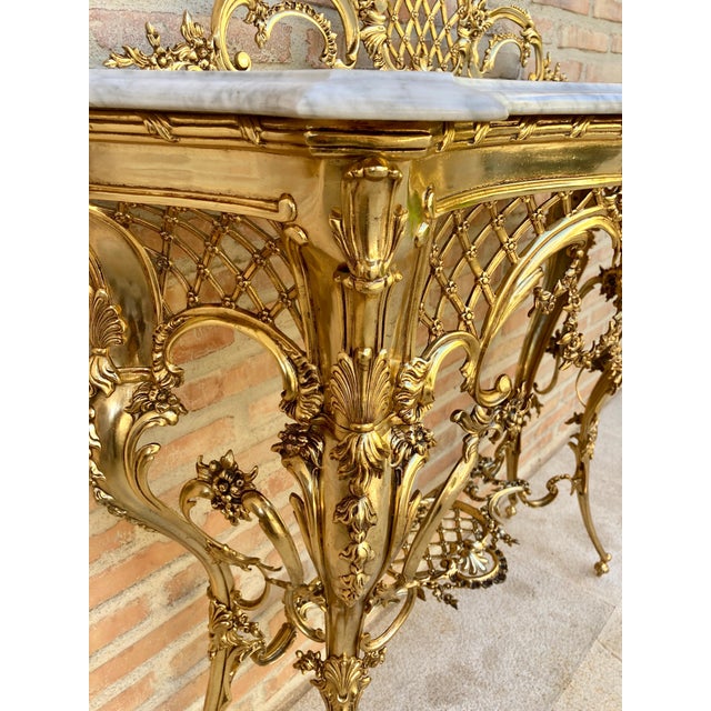 Mid-Century Italian Gilt Bronze Console with Marble Top, circa 1960 For Sale - Image 11 of 14
