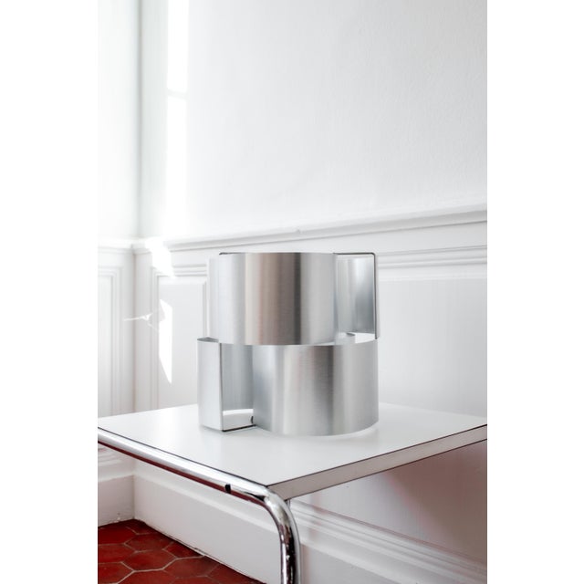 Vintage Brushed Aluminum Pendant Light attributed to Max Sauze, France, 1970s For Sale - Image 9 of 15