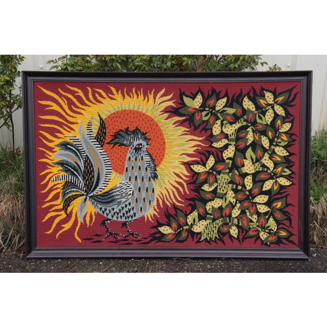 Textile Large Vintage Art Deco Canvas Tapestry in the style of Jean Lurçat, 1950 For Sale - Image 7 of 7