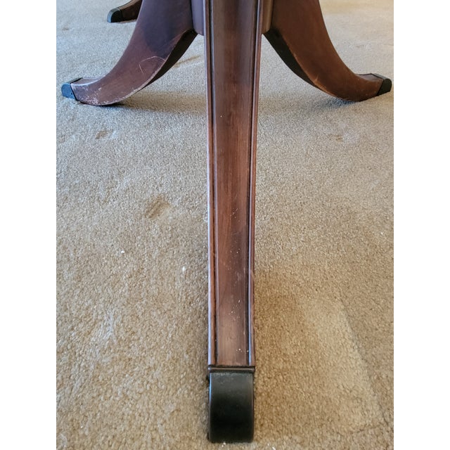 Brown 1940s Morganton Furniture Flame Mahogany Double Pedestal Dining Table--Seats 8-10 For Sale - Image 8 of 16