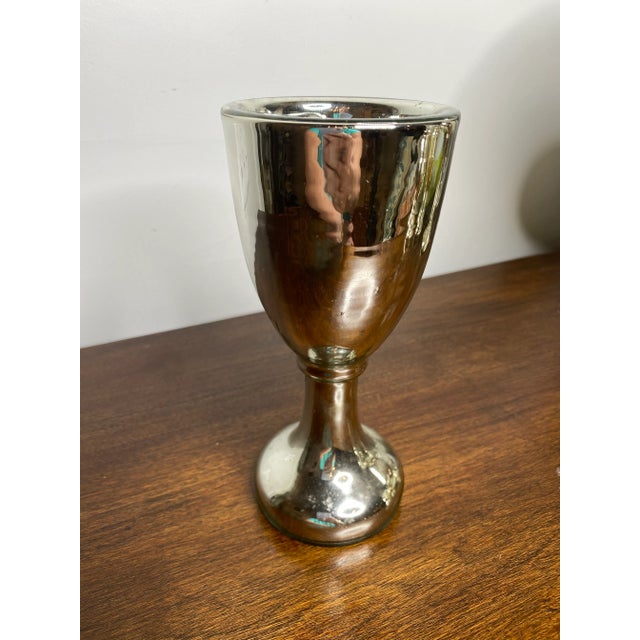 Fun, large, unusual mercury glass wine goblet with almost contemporary lines in it’s simplicity. This is an authentic...