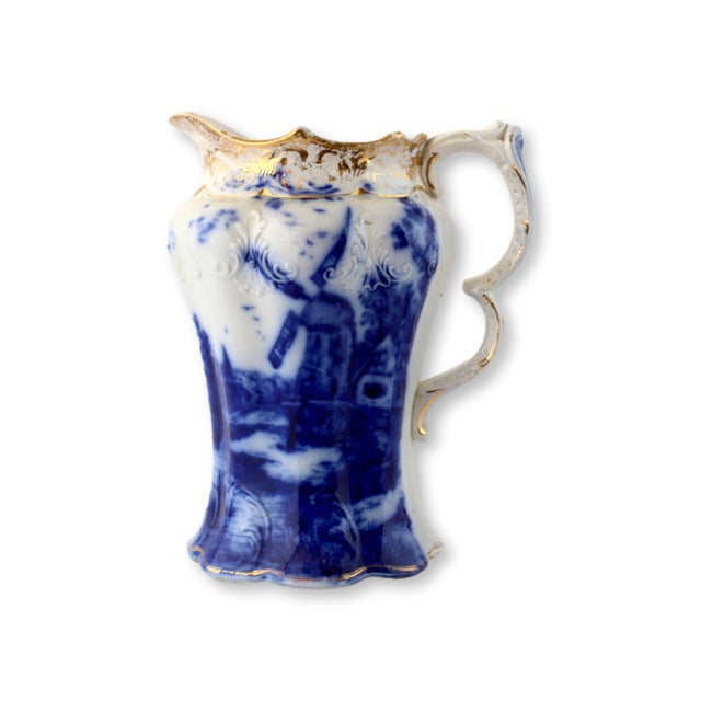 Ceramic Late 19th Century English Flow Blue Nautical Jugs- Set of 2 For Sale - Image 7 of 9