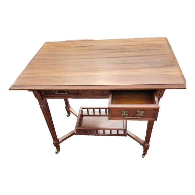 19th Century French Solid Cherry Partner Desk. For Sale