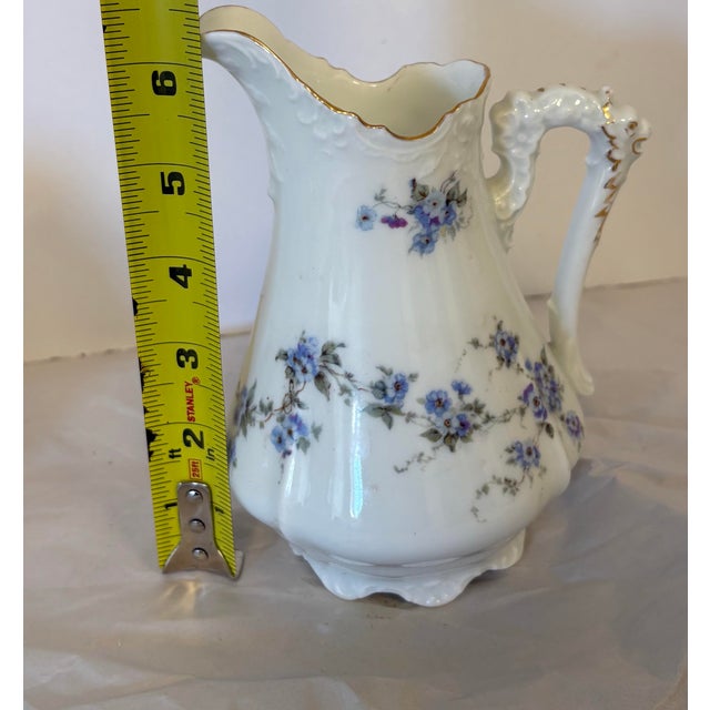 Vintage Silesia Porcelain Creamer With Dragon Handle & Forget-Me-Not Florals, Circa 1900 For Sale - Image 12 of 12