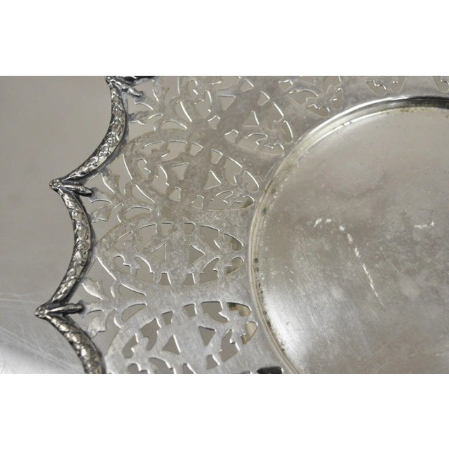 Victorian Silver Plated Draped Rim Small Footed Trinket Dish Platter Tray For Sale In Philadelphia - Image 6 of 10