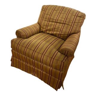 Sherrill Gold and Burgundy Striped Club Chair For Sale