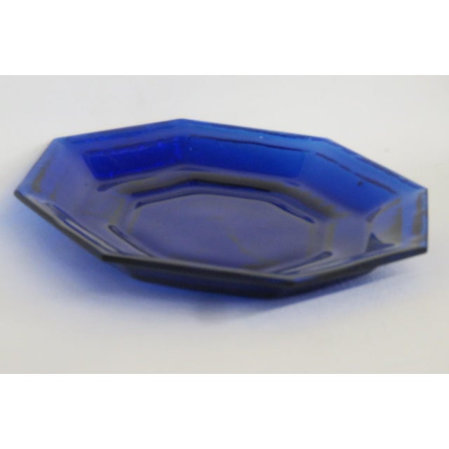 Deep Cobalt Blue Glass Plate 8 Sided Octagonal Small Dish Geometric Style 4879b For Sale - Image 9 of 10