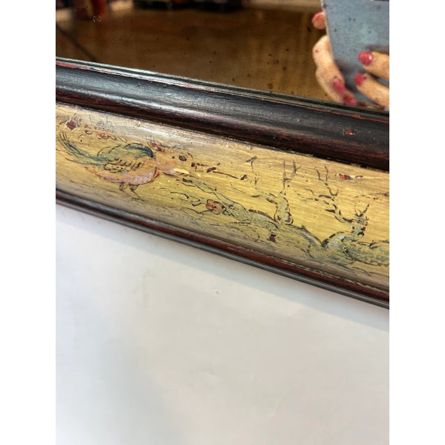 1990s Italian Hand Painted Rectangular Wooden Mirror For Sale - Image 9 of 12
