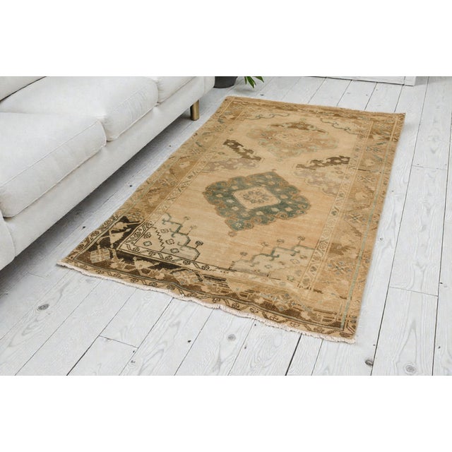 Geometric Anatolia Vintage Carpet For Sale - Image 4 of 10