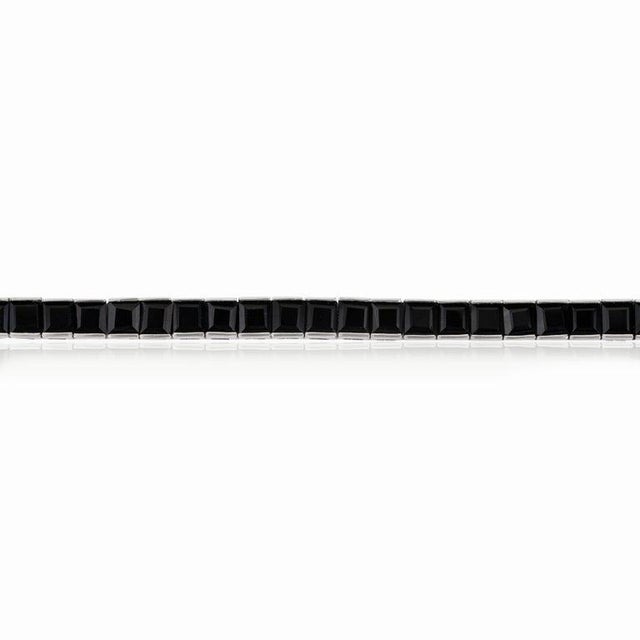 Square Cut Black Onyx 14.87 CTW Sterling Silver Tennis Bracelet 15.59g Gross Weight For Sale - Image 6 of 11