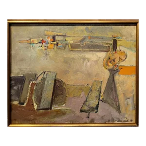 Hans Burkhardt - Abstract Figures- 1969 California Expressionist Oil Painting