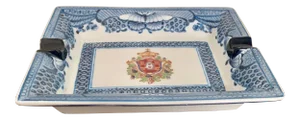 Rectangle Ceramic Blue Butterfly Border Ashtray