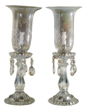 Glass Candlestick Lights, Set of 2