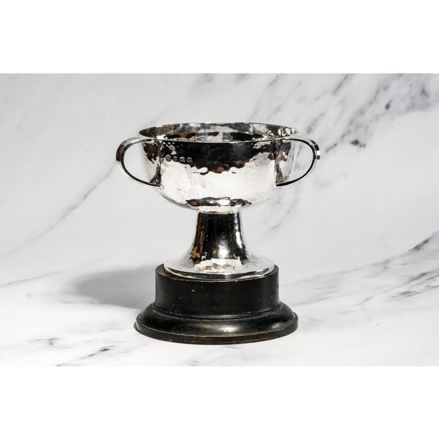 Brilliant Antique English Arts & Crafts Hammered Sterling Silver Wallasey Golf Trophy Cup Sports Man Cave Home Decor For Sale - Image 11 of 17