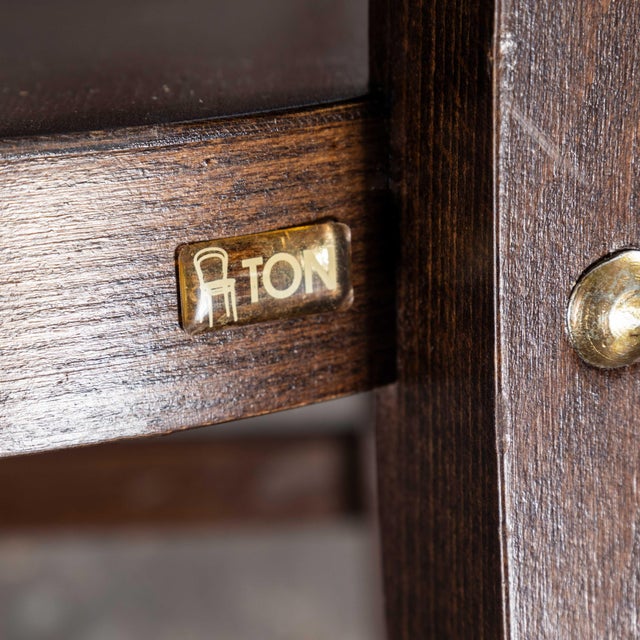 Vintage Deep Back Dining Chairs in Dark Walnut from Ton, 1970s, Set of 6 For Sale - Image 9 of 11