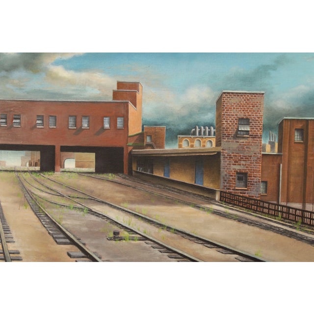 1980s Jans Rithamer 'Depot' Original Oil Painting on Canvas For Sale - Image 5 of 12