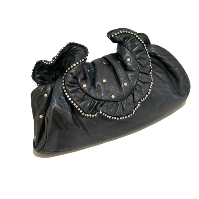 Rita Diana for Mylinka New York 80s Ruffled Calfskin Disco Clutch For Sale - Image 4 of 11