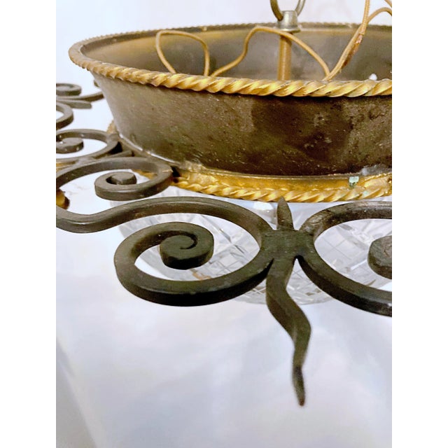 Metal Italian Iron Fram Flush Mount Glass Light Fixture For Sale - Image 7 of 11