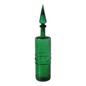 Vintage Italian Empoli Green Art Glass Decanter