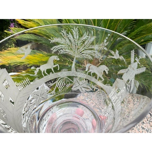 Large Georgian Dutch Flint Glass Rummer with Engraved Windmill & Farmhouse, 1750 For Sale - Image 8 of 14
