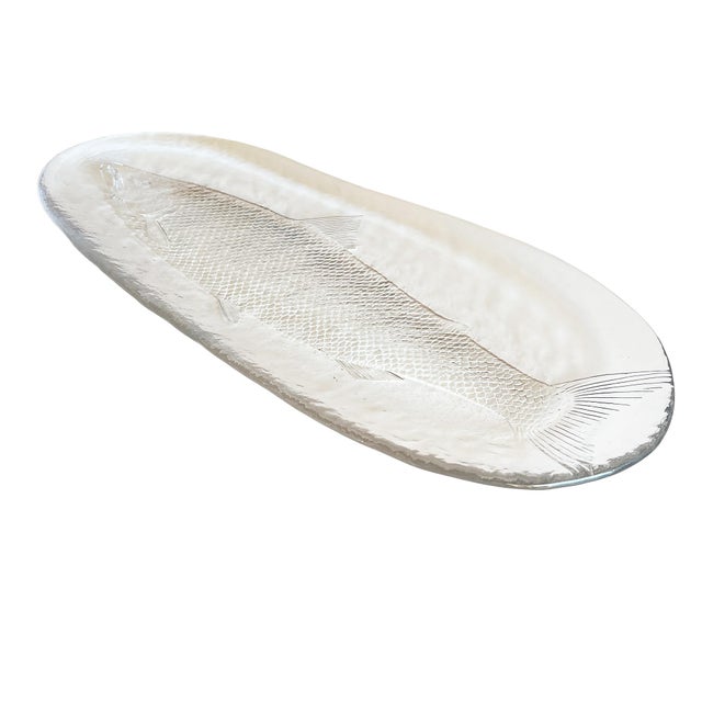 Glass Mid 20th Century French Art Glass Fish Platter, Sculptural Molded With Textured Relief For Sale - Image 7 of 8